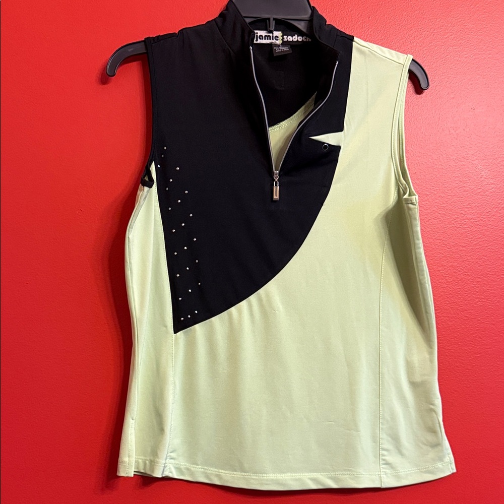 Jamie Sadock Black and verde Sleeveless Tank Top size M